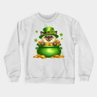 St Patricks Day Siamese Cat Crewneck Sweatshirt